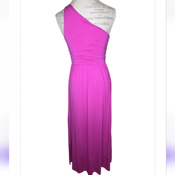 Soma One Shoulder Soft Jersey Knit Maxi Dresd Wild Berry Size M NWT - Picture 3 of 10